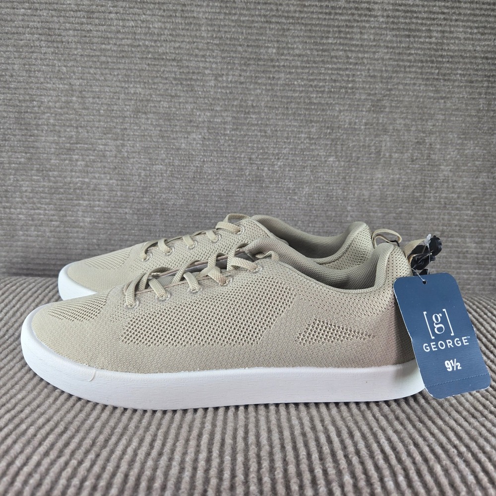 George Mens 9.5 Khaki Knit Lace Up Low Top Casual Sneaker MNGE25CA137
